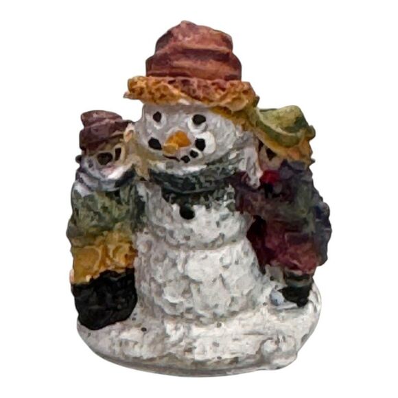 Lot Peddler Tree Snowman VTG Hand-Painted Resin Christmas Village Figurine Set - Picture 4 of 9